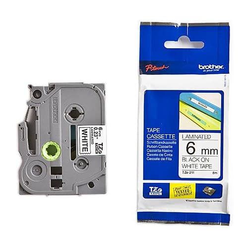 Nhãn Brother Tze-211 Chữ đen nền trắng 6mm