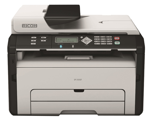 Ricoh SP 203SFN, In, Scan, Copy, Fax, Network, Laser trắng đen