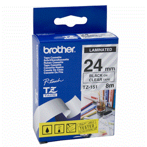 nhan brother tz151 black on clear  chu den nen trong suot rong 24mm