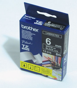 nhan brother tz315 white on black  chu trang nen den rong 6mm