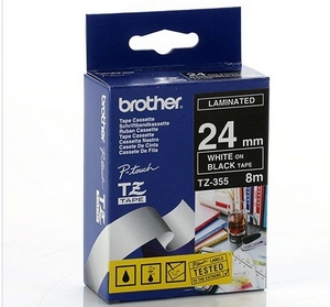 nhan brother tz355 white on black  chu trang nen den rong 24mm