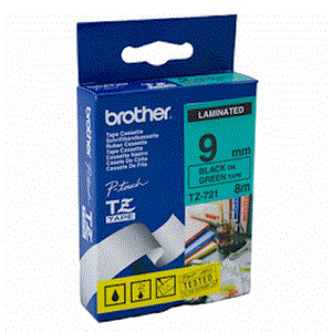 nhan brother tz721 black on green  chu den nen xanh  la rong 9mm